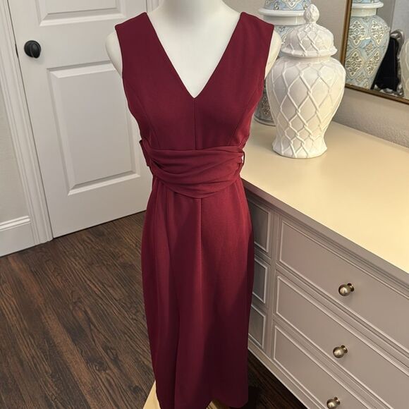 Dress the Population Alessia Tie Waist Crepe Dress-N5 - Picture 2 of 7